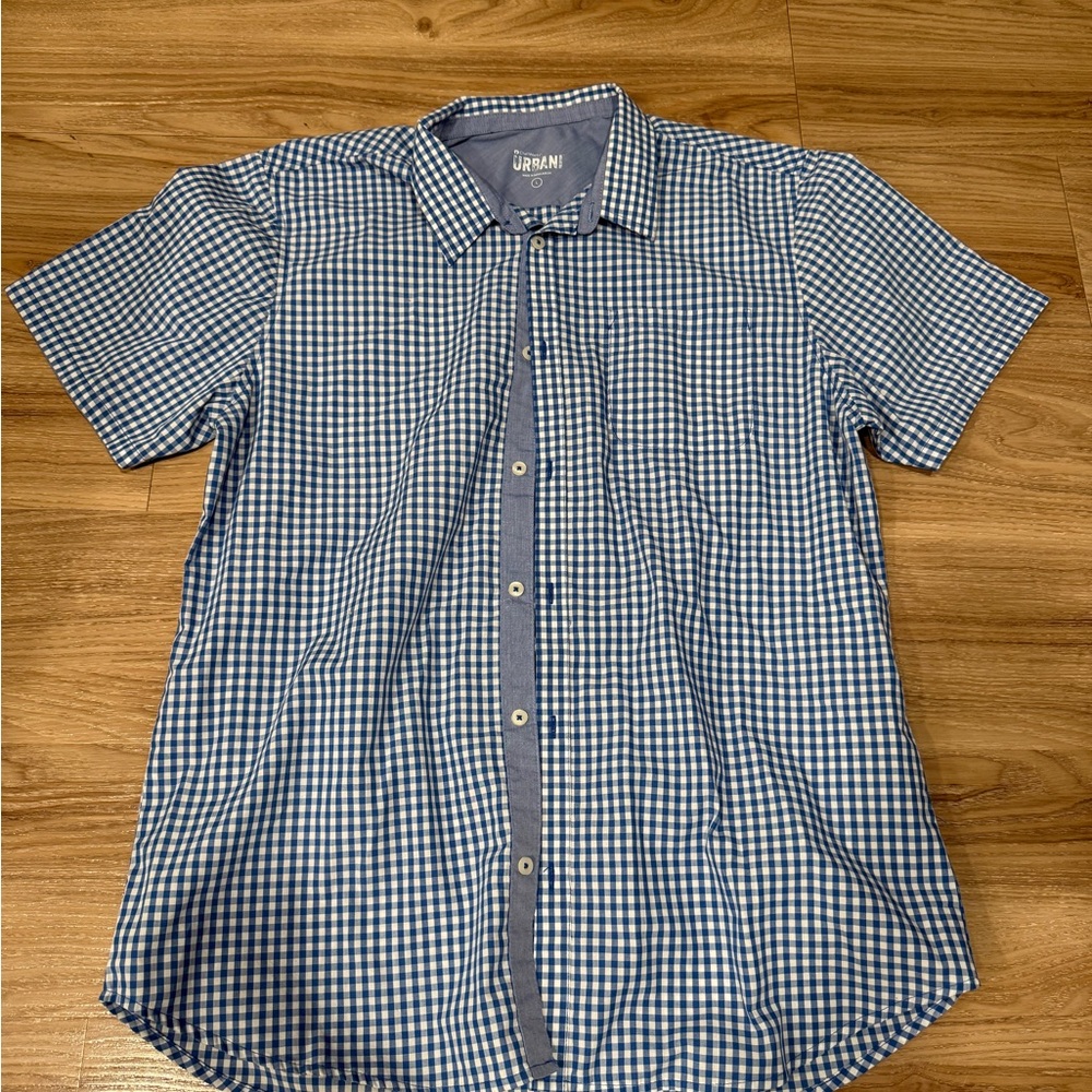 Blue and White Checkered Men's Shirt